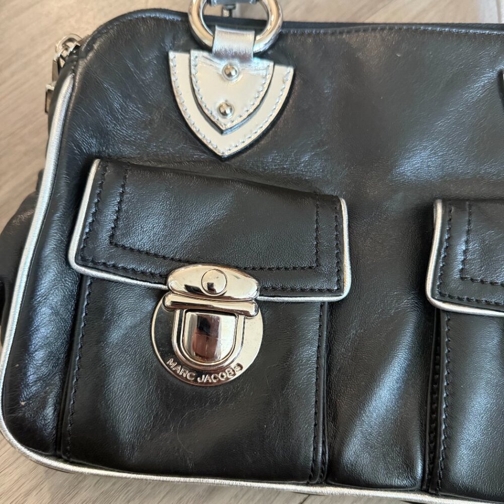 Marc Jacobs Black Leather Satchel with Silver Hardware - Picture 3 of 8